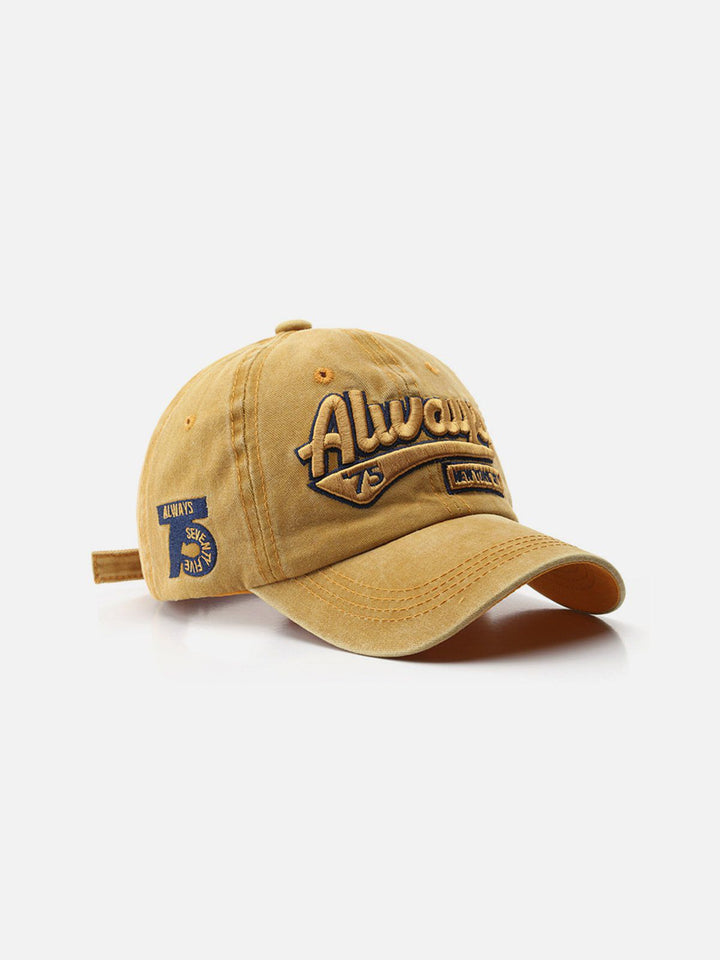 Washed Embroidered Letter Baseball Cap-rimiro.com