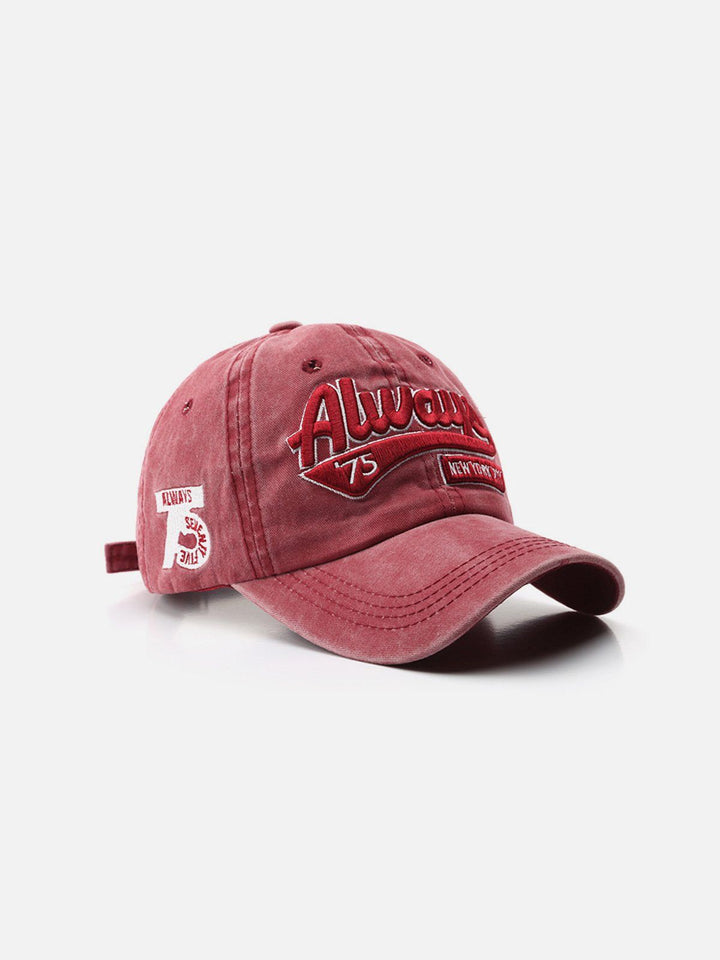 Washed Embroidered Letter Baseball Cap-rimiro.com