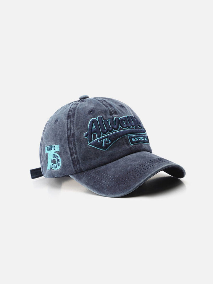 Washed Embroidered Letter Baseball Cap-rimiro.com