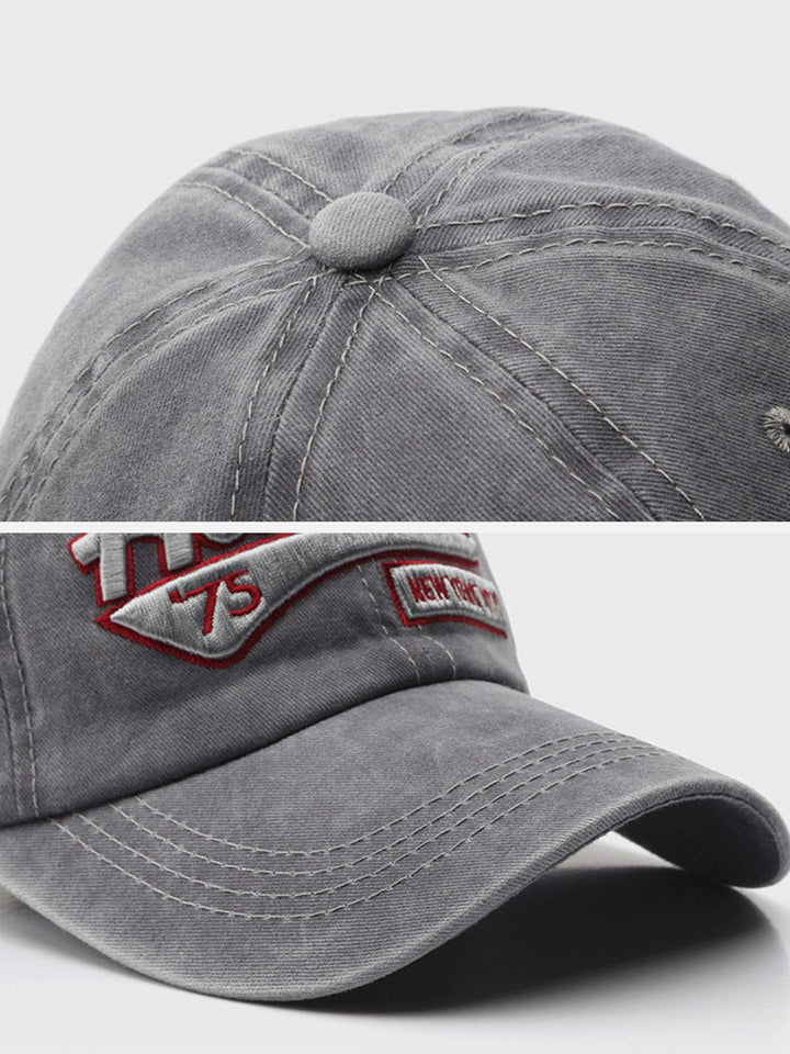 Washed Embroidered Letter Baseball Cap-rimiro.com