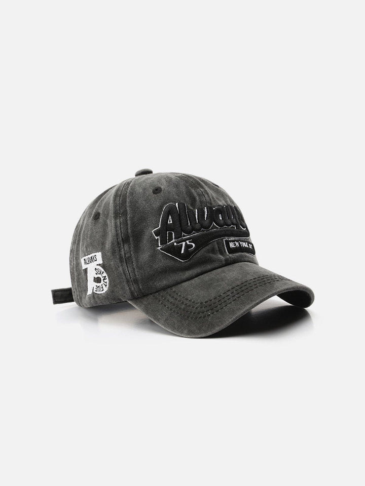 Washed Embroidered Letter Baseball Cap-rimiro.com