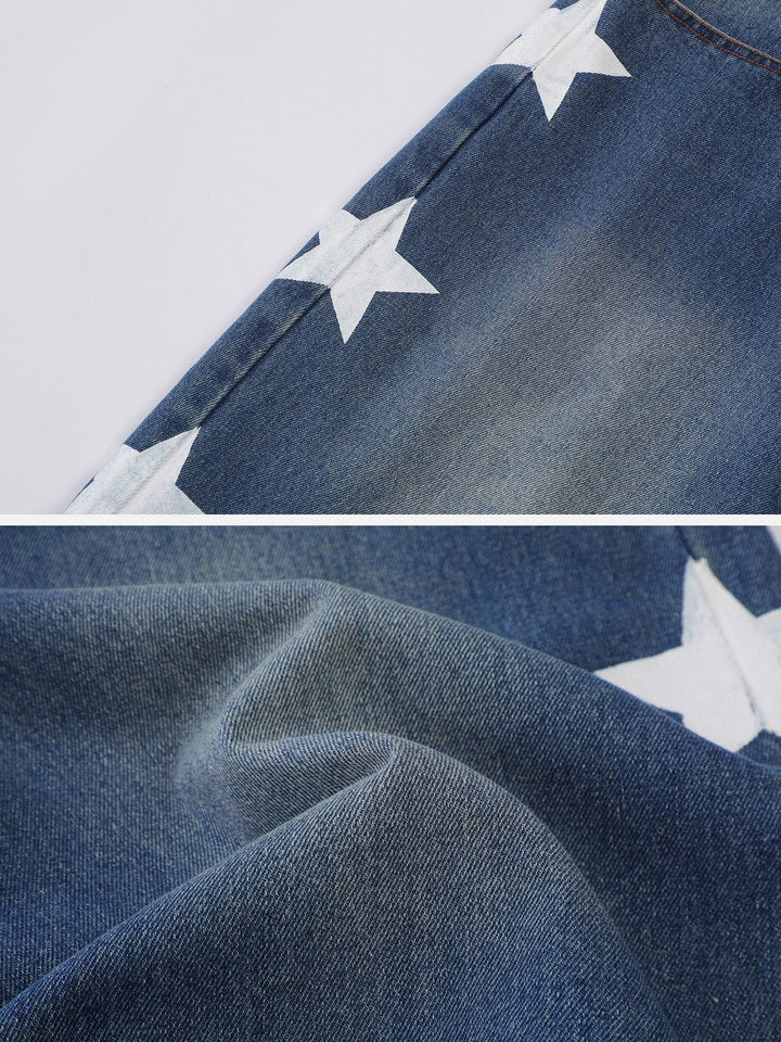 Washed Star Print Jorts-rimiro.com