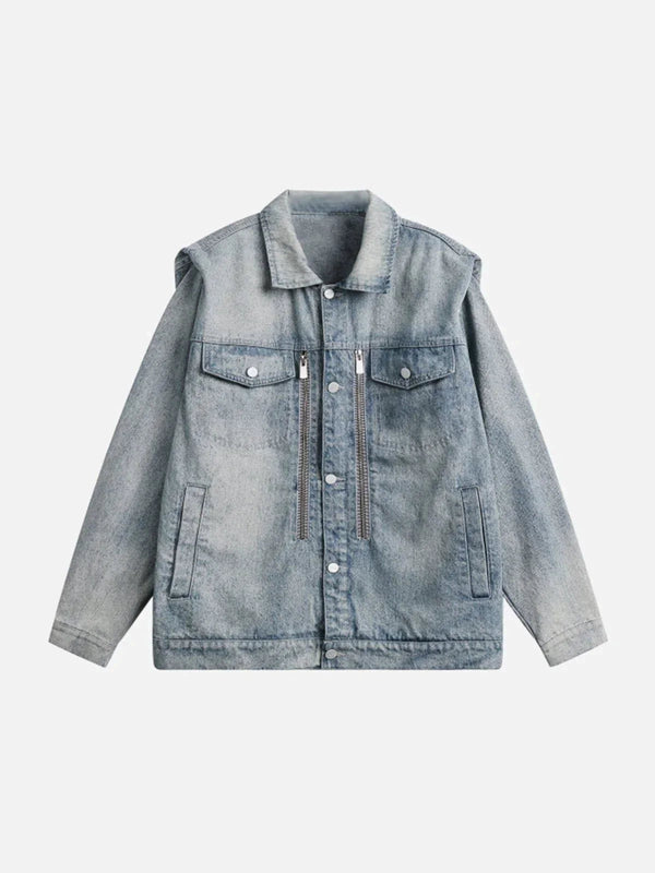 Water-wash ZIP UP Denim Jacket-rimiro.com