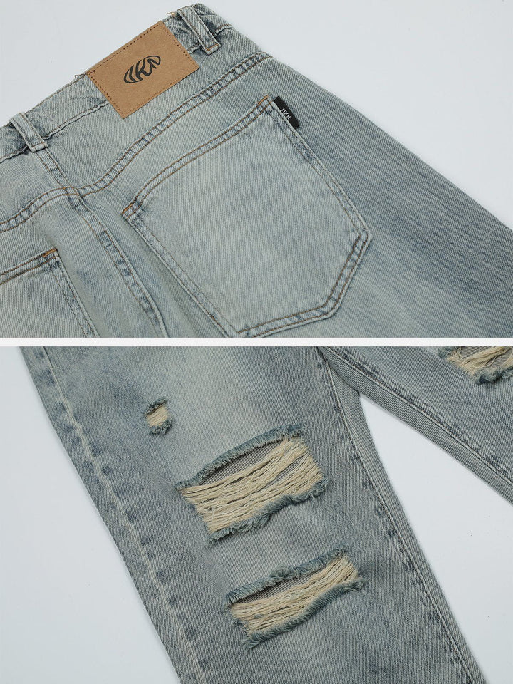 Water-washed Holes Jeans-rimiro.com