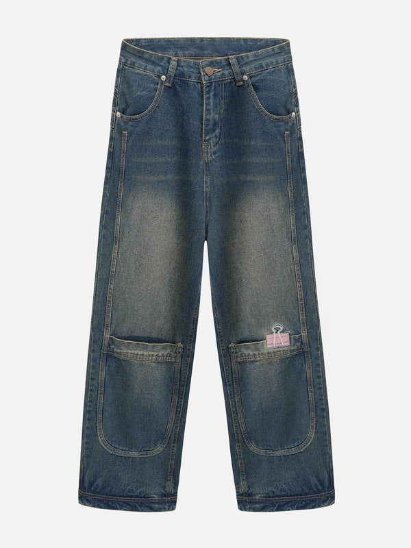 Water-washed Pockets Jeans-rimiro.com