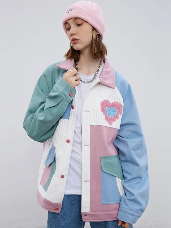 Color Block Patchwork Heart Jacket