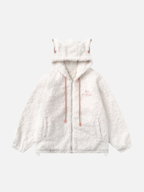 Plush Ear Hoodie Jacket